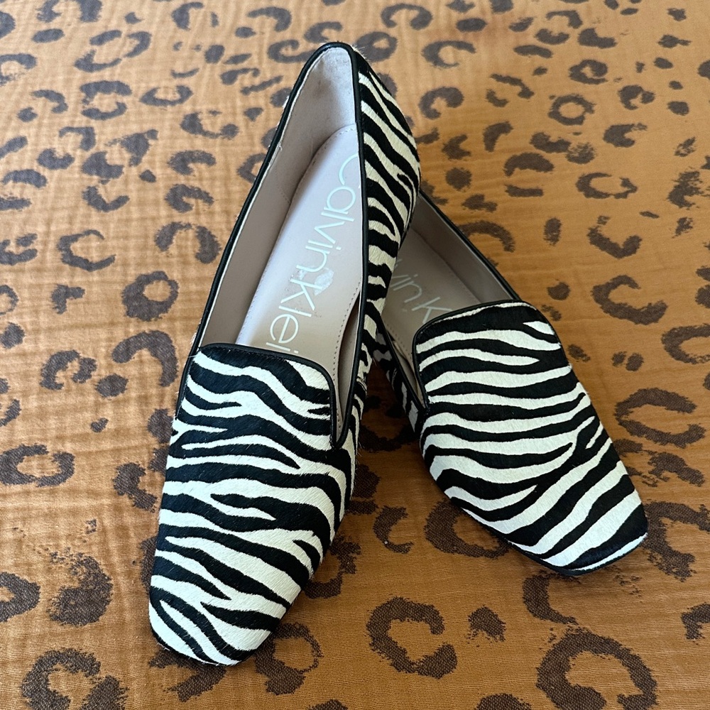 Calvin Klein Black and White Zebra Loafers - Picture 6 of 7